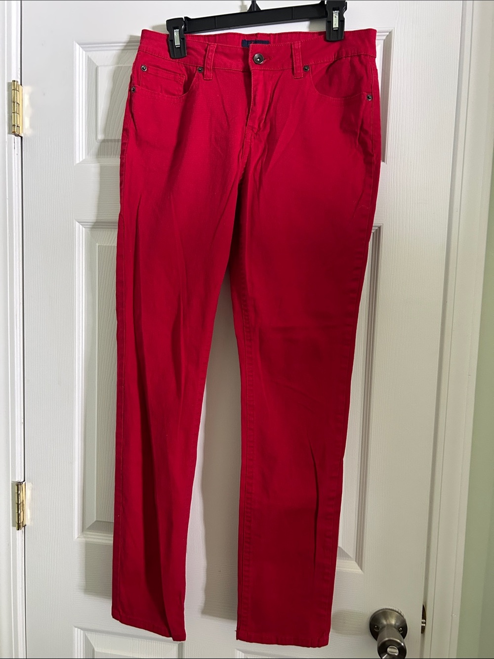 Straight Leg Women’s Jeans in Bright Red